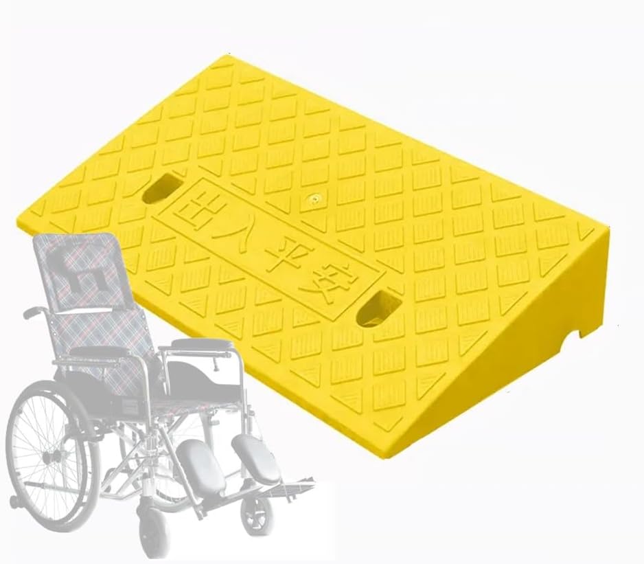 DAQXYH 1" 2" 3" 4" 5" 6" 7" 8" Rise Threshold Ramp For Wheelchair Mobility, Heavy Duty Driveway Curb Ramps High Load, Non-Slip Kerb Ramps For Walker/Cart/Scooter(Yellow,49x38x15cm)