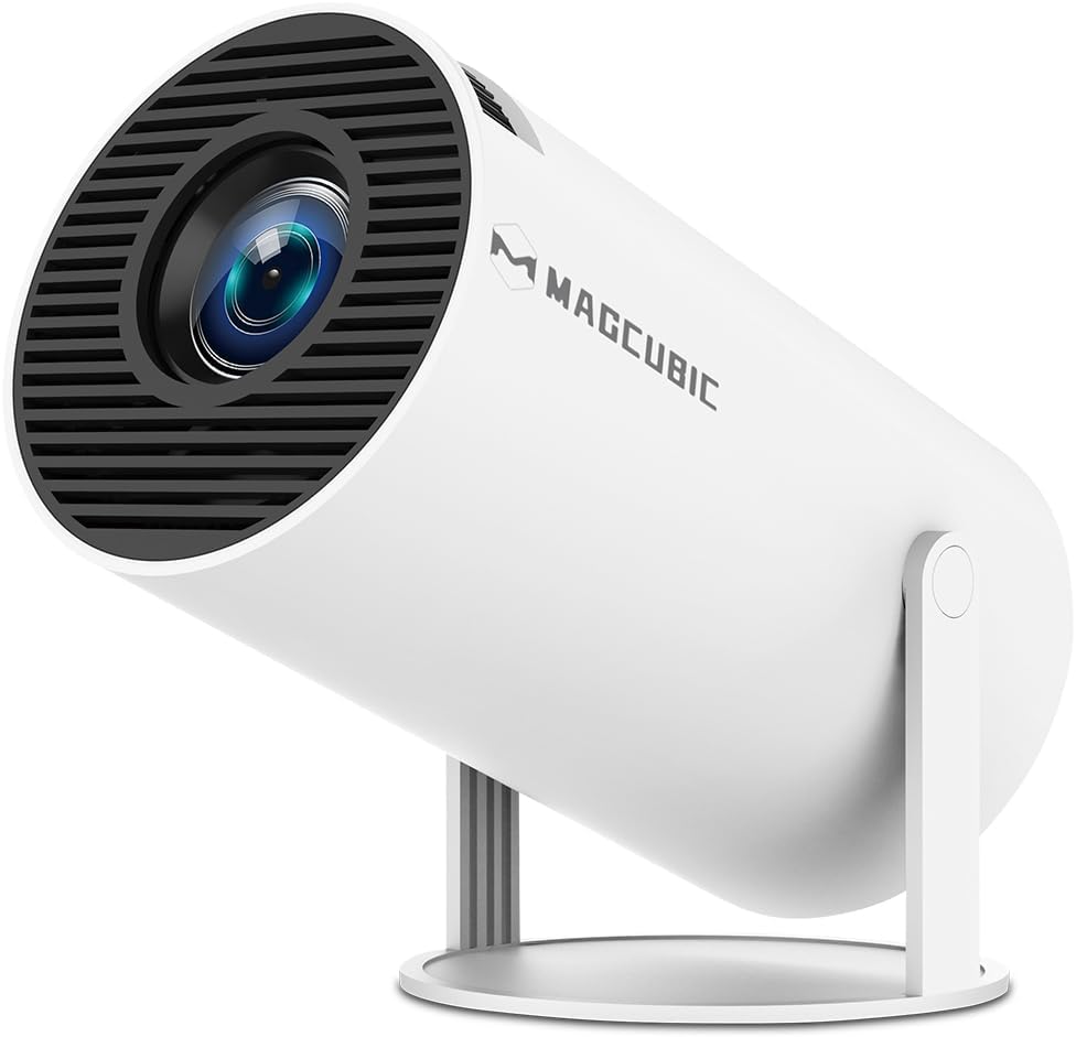 Upgrade HY300PRO Mini Projector with WiFi and Bluetooth, 4K Support Smart Portable Projector Android 11, Auto Keystone, Voice Control Remote, 180 Degree Rotation, Home Video Projetor for Bedroom