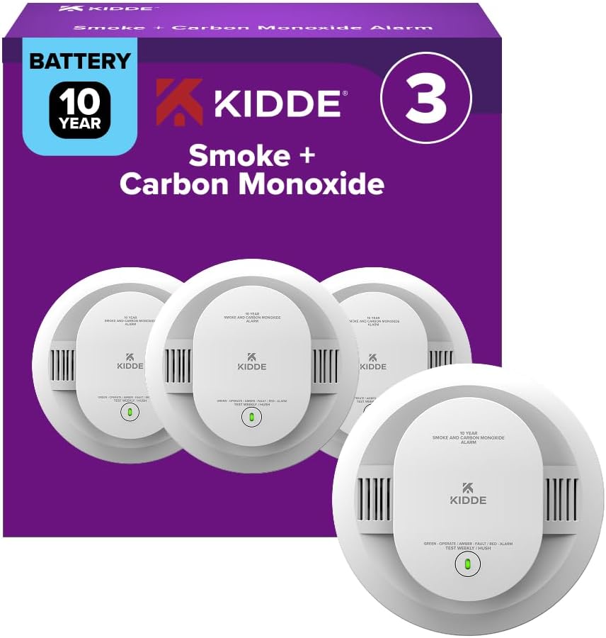 Kidde Smoke & Carbon Monoxide Detector, 10-Year Battery, 30CUD10, 3 Pack