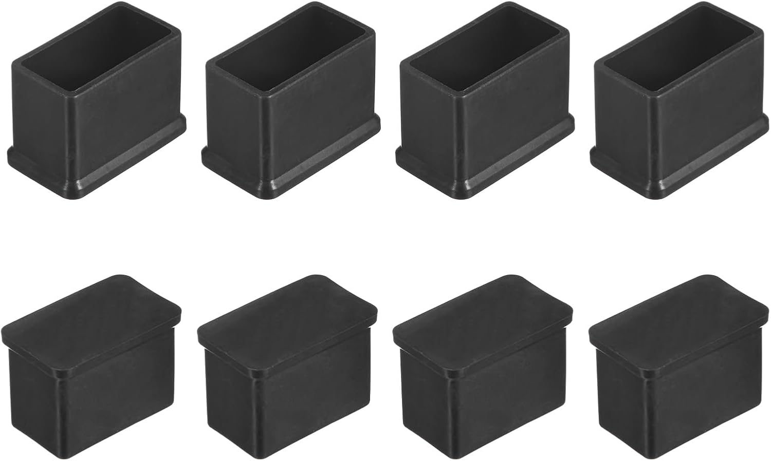 M METERXITY 8-Pack Rectangle Chair Leg Caps, 0.6 x 1.2" (15 x 30mm) PVC Chair Leg Floor Protectors for Chairs/Table/Bed, Furniture Feet Covers Cups Non-Slip End Tips