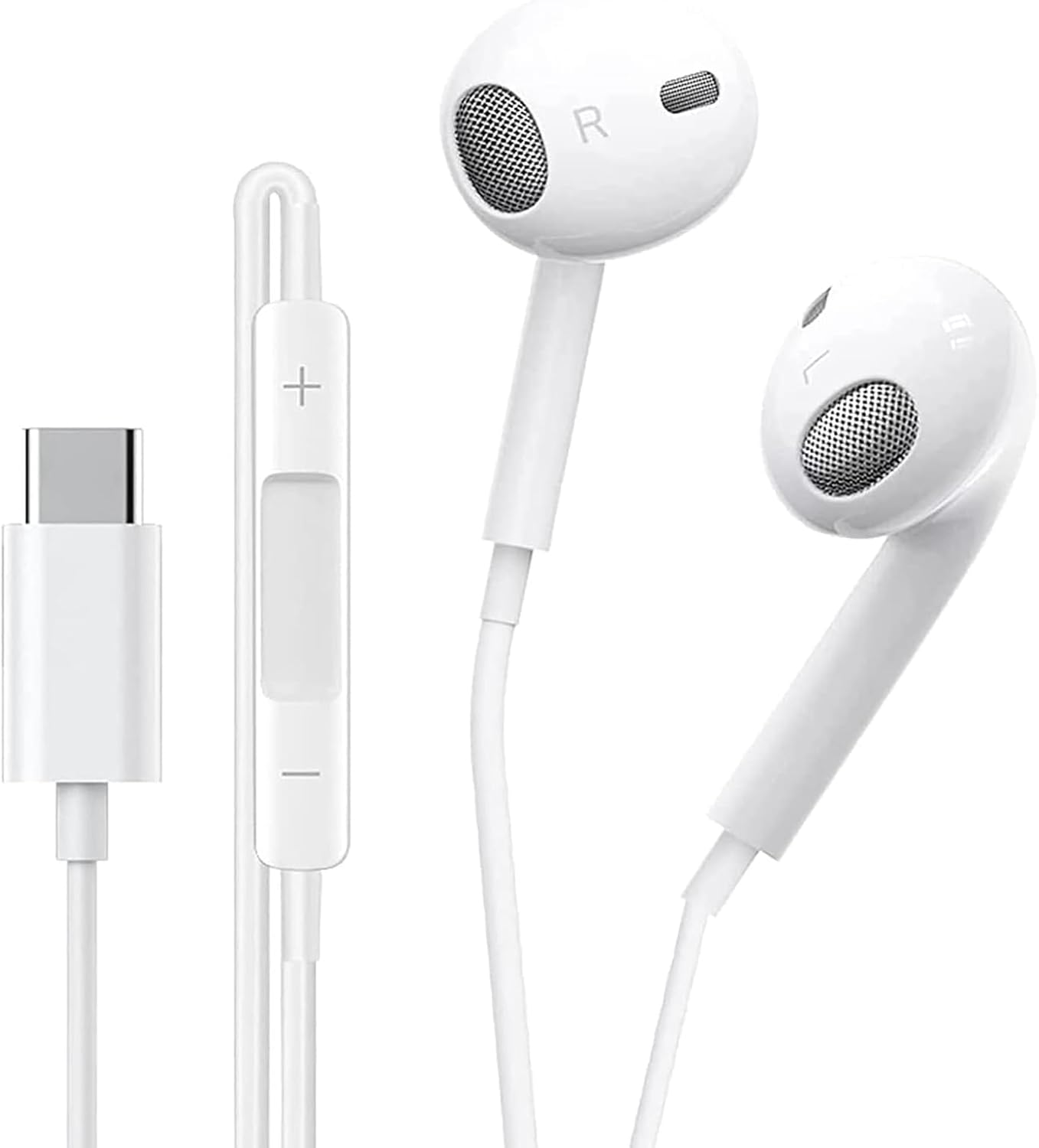USB C Headphones,Wired Type C Earphones with Mic & Volume Control,In Ear Earbuds Hi-Fi Noise Cancellation for Samsung Galaxy S23 S22 S21 A53/54,iPhone 16/16 Pro/15/15 Pro,Pad Pro 2022,Google Pixel