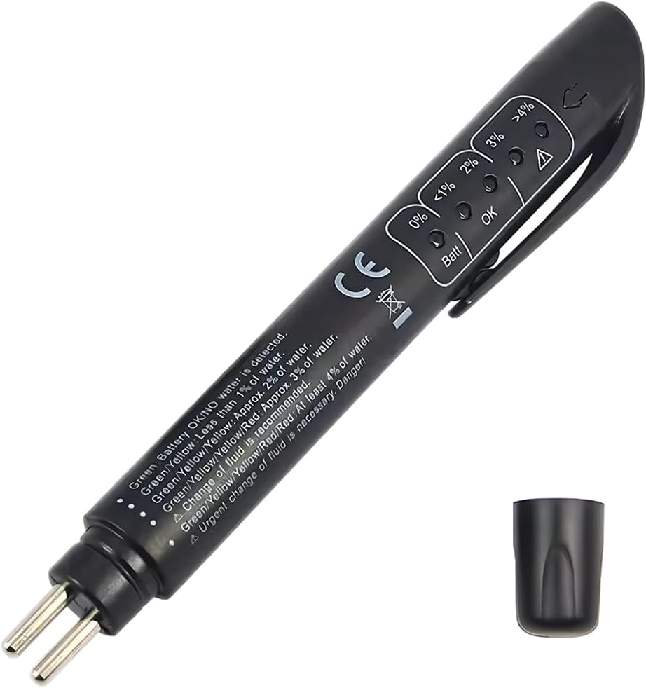 Mandark Car Brake Fluid Liquid Tester Pen, 5 LED Indicators Auto Brake Diagnostic Testing Tool for DOT 3 DOT 4 DOT 5.1 Brake Fluid, Automotive Oil Moisture Analyzer, Universal for Most Vehicles