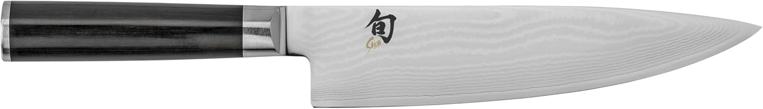 Shun Cutlery Classic Chef's Knife 8”, Thin, Light Kitchen Knife, Ideal for All-Around Food Preparation, Authentic, Handcrafted Japanese Knife, Professional Chef Knife,Black