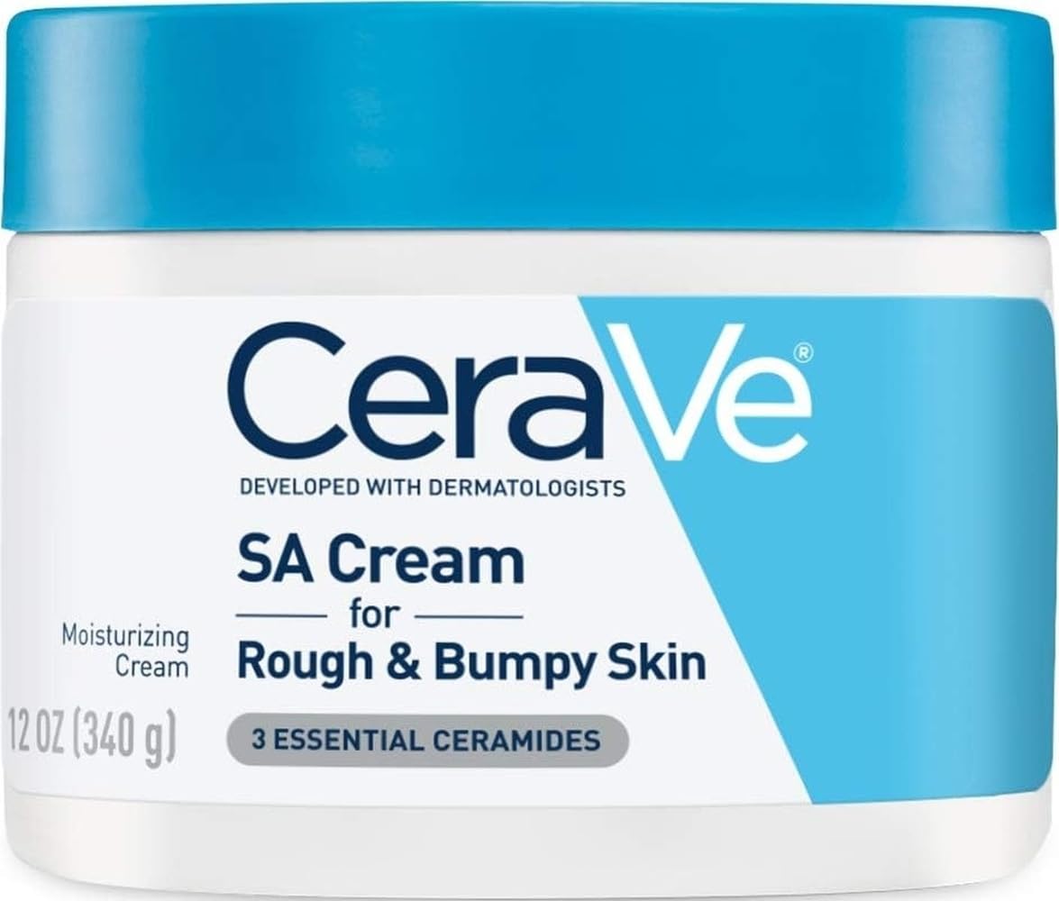 CeraVe SA Moisturizing Cream, Exfoliates and Softens Rough Skin, 12oz | Skin Care, Smooths Rough Skin with Salicylic Acid, Lactic Acid, Hyaluronic Acid, Niacinamide Fragrance-Free & Allergy Tested
