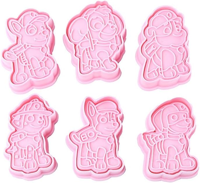 Cookie Cutters Set,6 PCS Animal Cookie Cutters for Kids 3D Dog Mould Plastic Biscuit Fondant Press Plunger Cutters Mould for Kids Cake Pastry