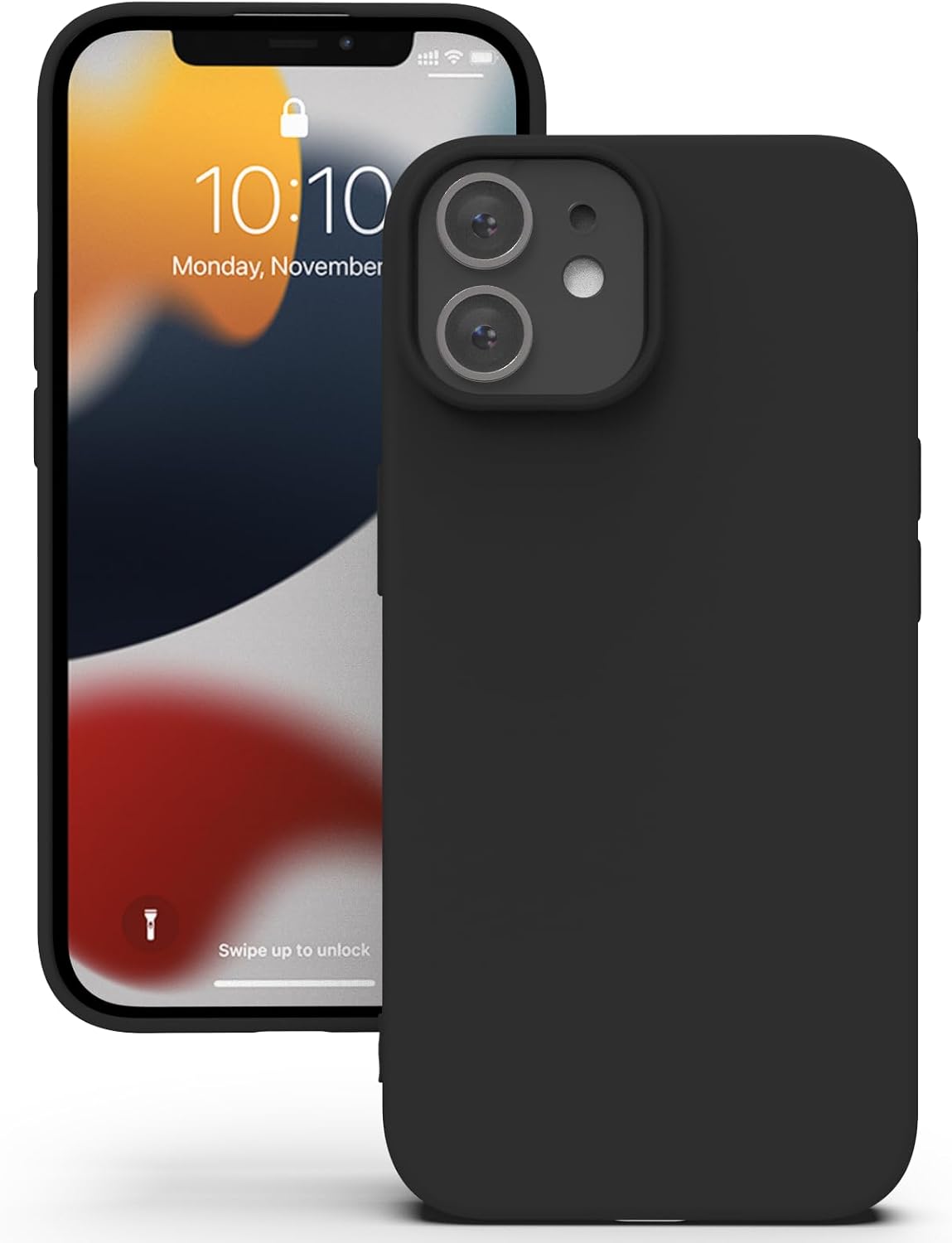 YATWIN Silicone Case for iPhone 12 Mini, Soft-Touch, Shockproof, DustProof, Antiskid Full Body Armour Phone Cover for Apple iPhone 12 Mini - Black