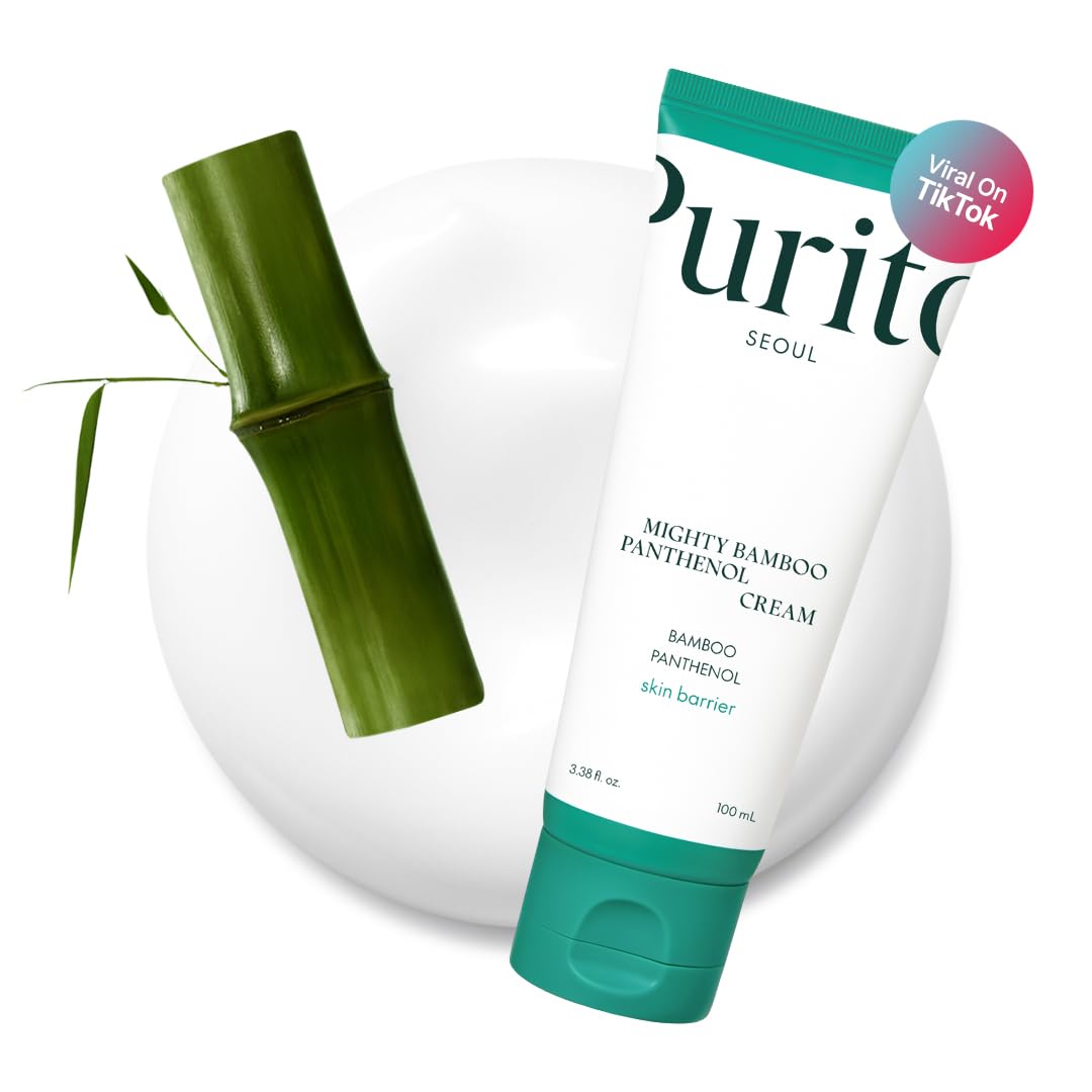 PURITO Mighty Bamboo Panthenol Cream, Glow Cream, Skin Barrier Repair, for All Skin Types, Daily Face Moisturizer, Glass skin, Vegan, Korean Skin Care 3.38fl.oz / 100ml