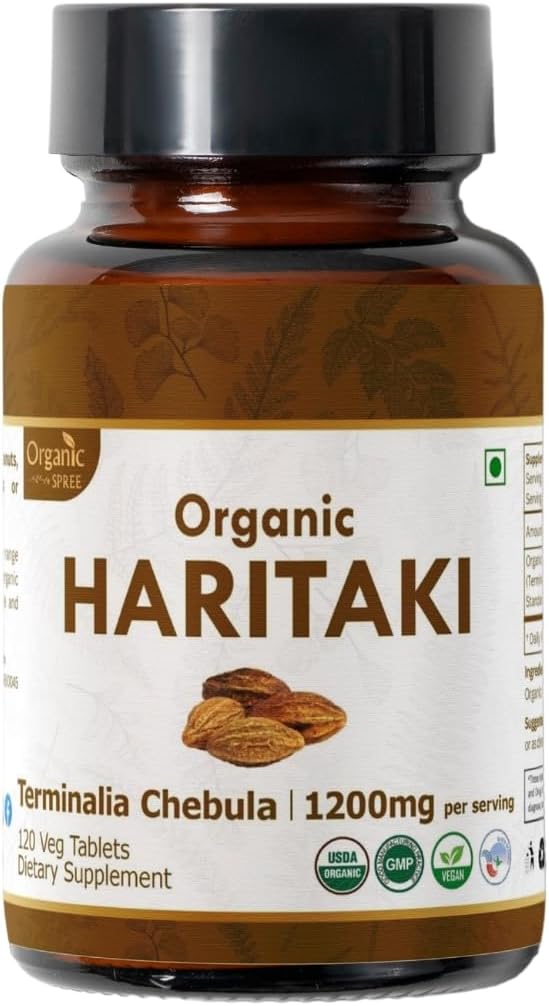 Haritaki 120 Tablets | Terminalia Chebula (Haritaki) | USDA Organic Certified | Improves Digestion and Detoxifiacation* | Dietary Supplement 120tab