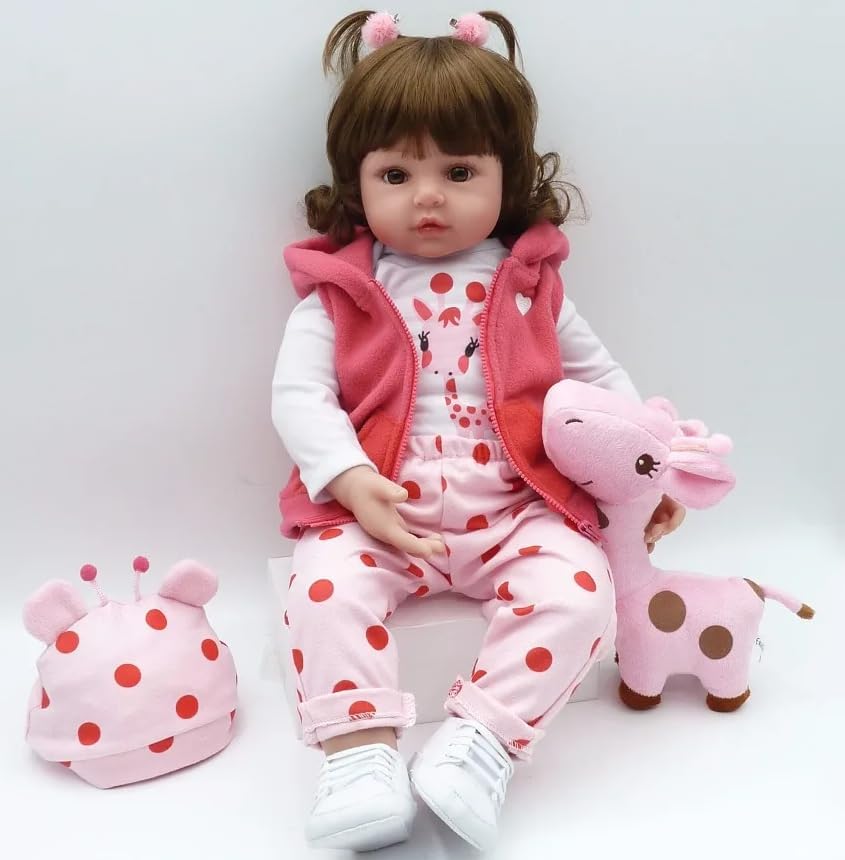 Pinky 18Inch 45cm Lifelike Reborn Baby Girl Dolls Soft Silicone Babies Realistic Looking Newborn Baby Dolls Cute Reborn Doll Toddler Handmade Child Birthday and Xmas Gift