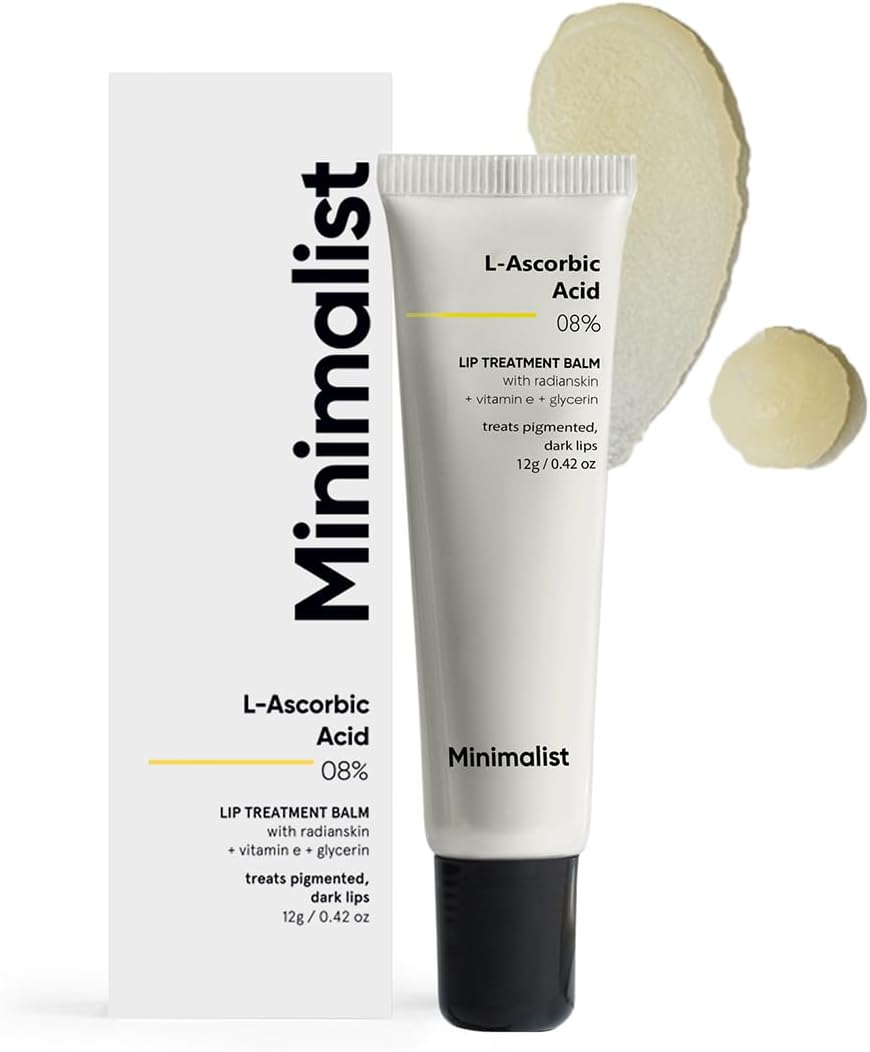 Minimalist 8% L-Ascorbic Acid Lip Treatment Balm with Vitamin E, Radianskin & Glycerine for Pigmented & Dark Lips | For Women & Men | 12 gm