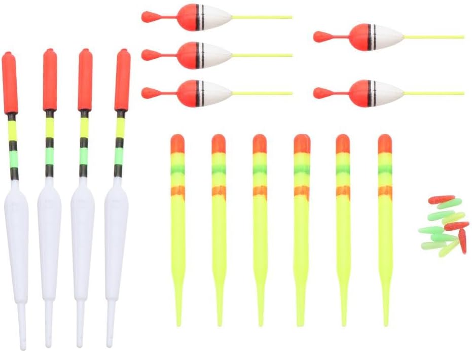 Eficentline Glow in The Dark Fishing Floats - Night Fishing Bobbers for Trout, Assorted Sizes - Durable Plastic Slip Floats, Buoy Cork for Freshwater & Angling Accessories