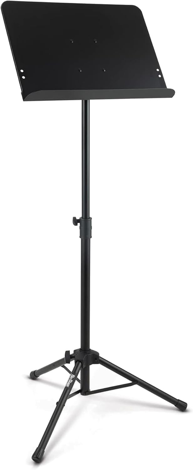 On-Stage SM7211B Professional-Grade Folding Orchestral Sheet-Music Stand (Portable, Folding, Nonslip Rubber Feet, Adjustable Height and Bookplate, Black)