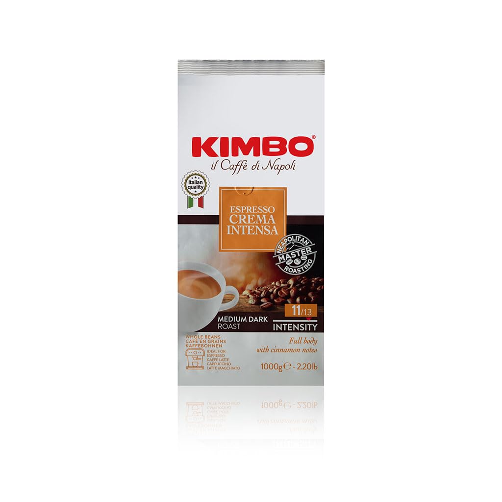 Kimbo Coffee Whole Bean, Espresso Crema Intensa, 100% Acrabica Coffee, Medium Dark Roast, Intensity 11/13, 2.2lb (35.2oz) Bag