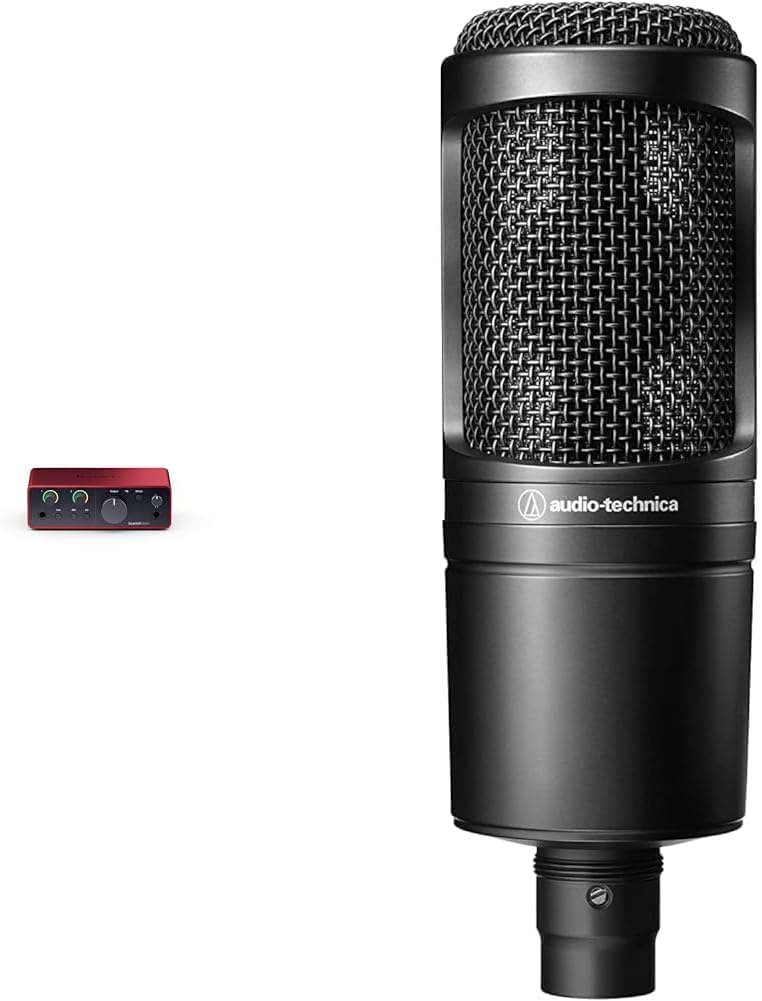 Focusrite Scarlett Solo 4th Gen USB Audio Interface, for the Guitarist, Vocalist, or Producer & Audio-Technica 2020 Cardioid Condenser Microphone Black