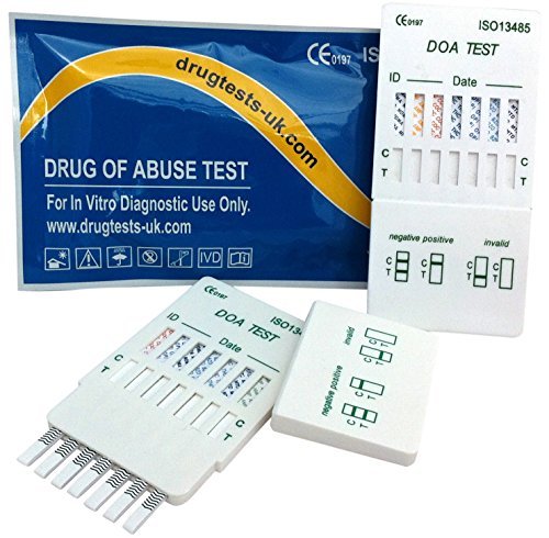 7-in-1 Drug Test Dip Cards Urine Tests Test for Cocaine Opiates Methadone Amphetamines Cannabis Ecstasy Benzodiazepines 5 Pack