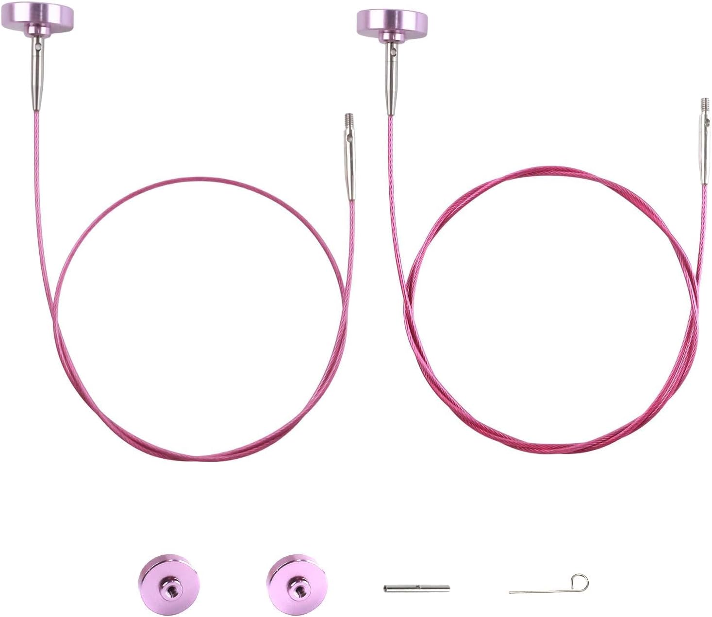 Yarniss Interchangeable Cable for Circular Knitting Needle, 16"/24" Flexible Circular Needle Cord with 360° Swivel, Red