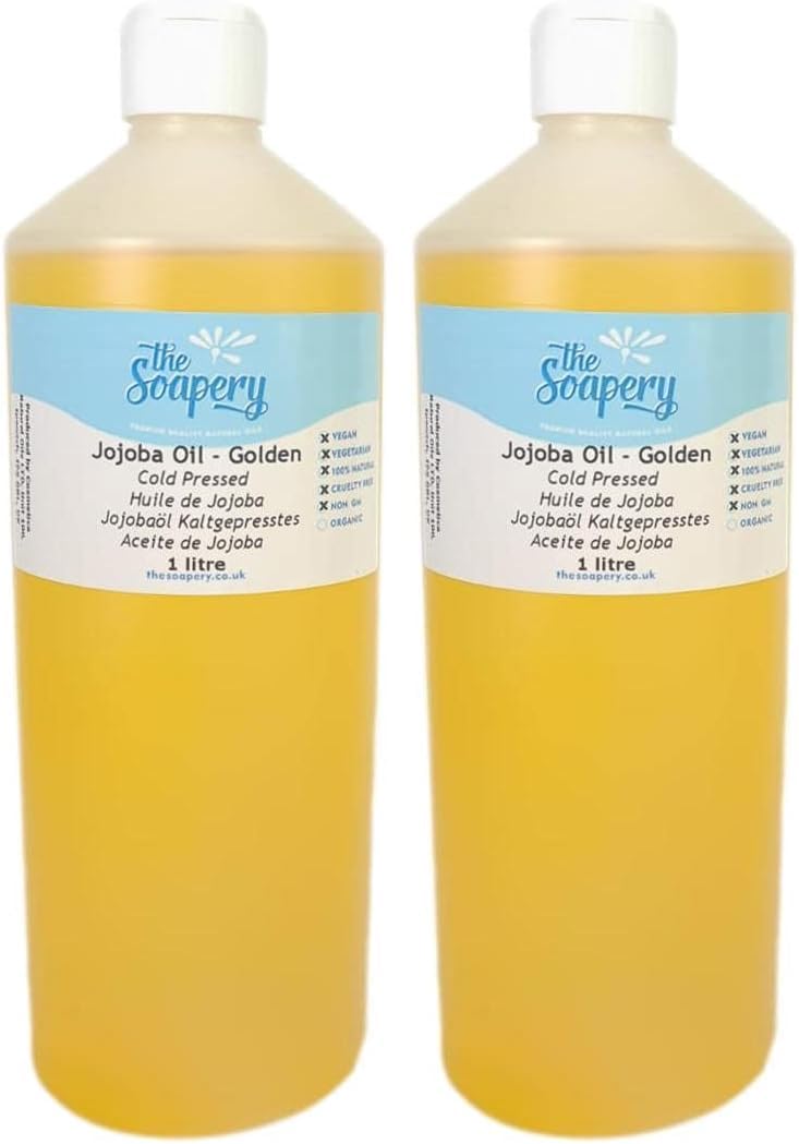Jojoba Oil Golden 1 Litre - 100% Pure, Unrefined and Natural (Pack of 2)