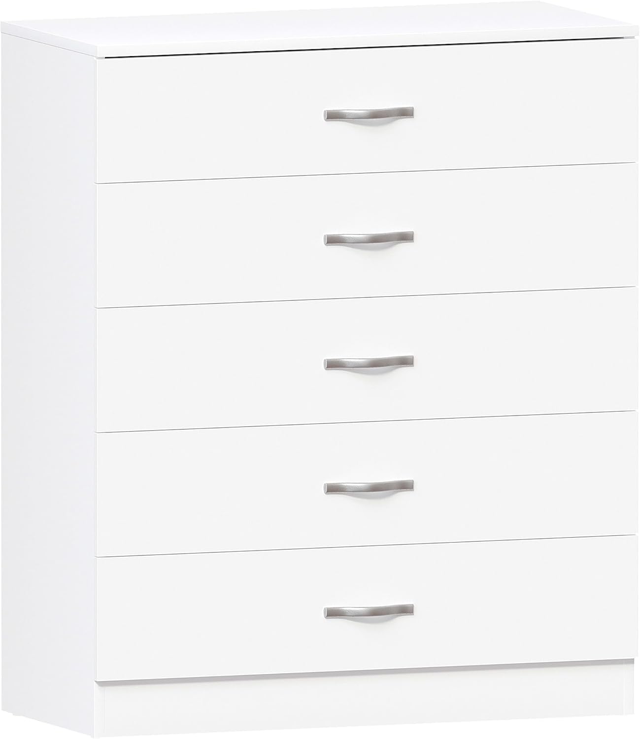 Vida Designs Riano 5 Drawer Chest of Drawers, Metal Handles and Runners, Anti-Bowing Drawer Support, Bedroom, Nursery Furniture, White