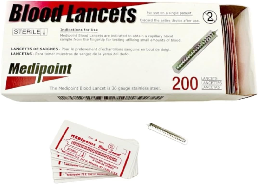 MEDIpoint Stainless Steel Lancet, 200 Count by Medipoint