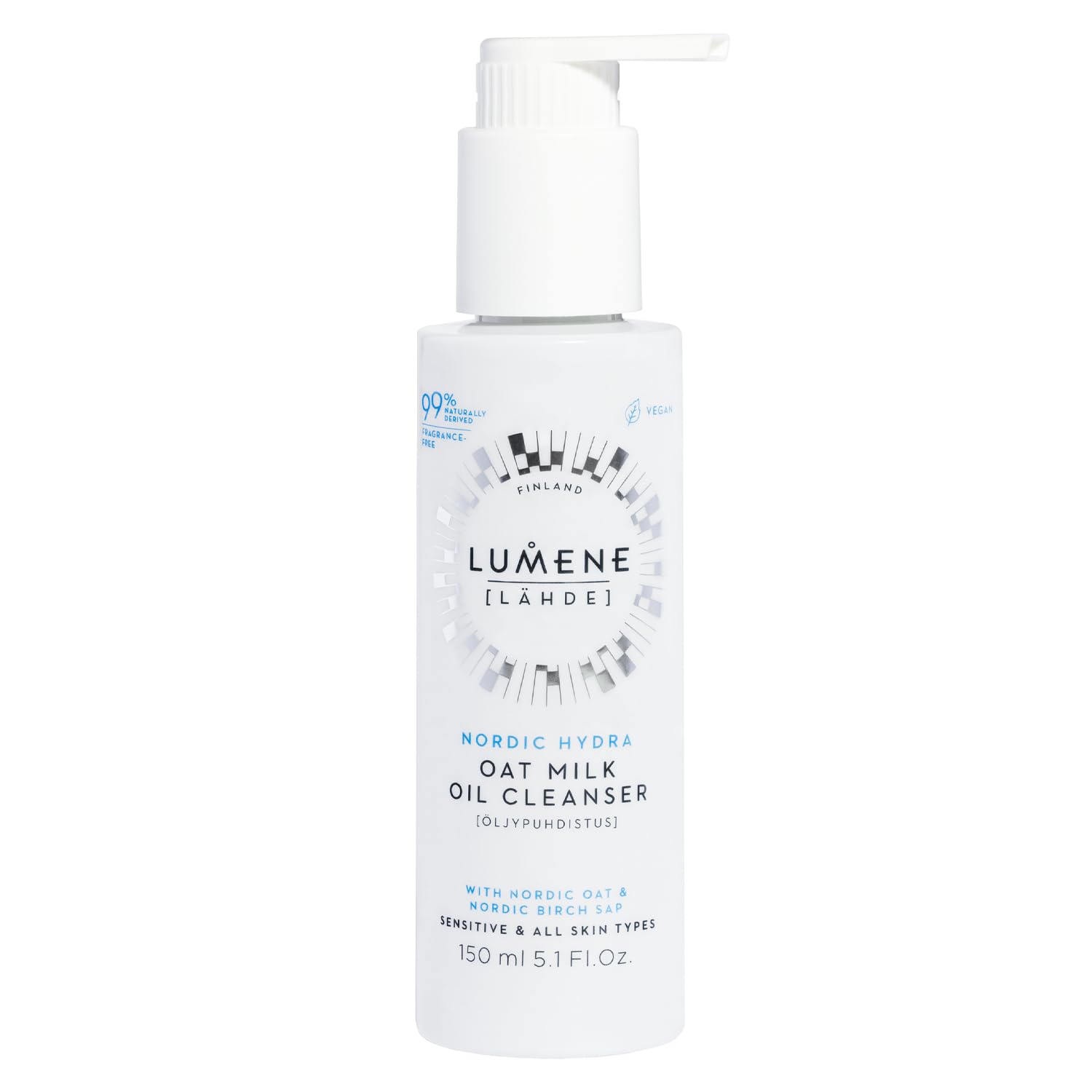 Lumene Nordic Hydra Oat Milk Oil Cleanser - Luxurious Oat Cleansing Milk, Makeup Remover + Gentle Face Wash for Soft, Clean Skin - Fragrance Free Hydrating Nordic Birch Sap Cleansing Oil (5.1oz)