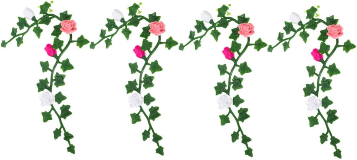minkissy 4pcs Dollhouse Artificial Flower Vines Miniature Floral Swing Decoration Faux Hanging Garland for Creative Dollhouse Garden Scenes