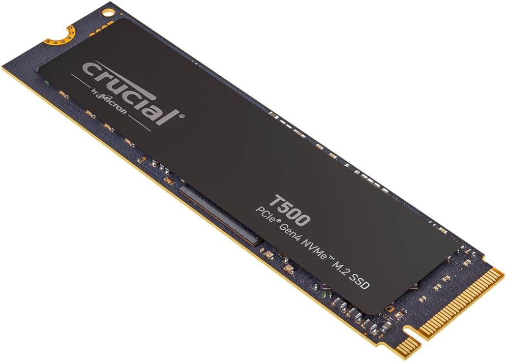 Crucial T500 1TB SSD PCIe Gen4 NVMe M.2, Up to 7300MB/s, TLC NAND, Laptop and Desktop Compatible, Microsoft DirectStorage, Solid State Drive - CT1000T500SSD8