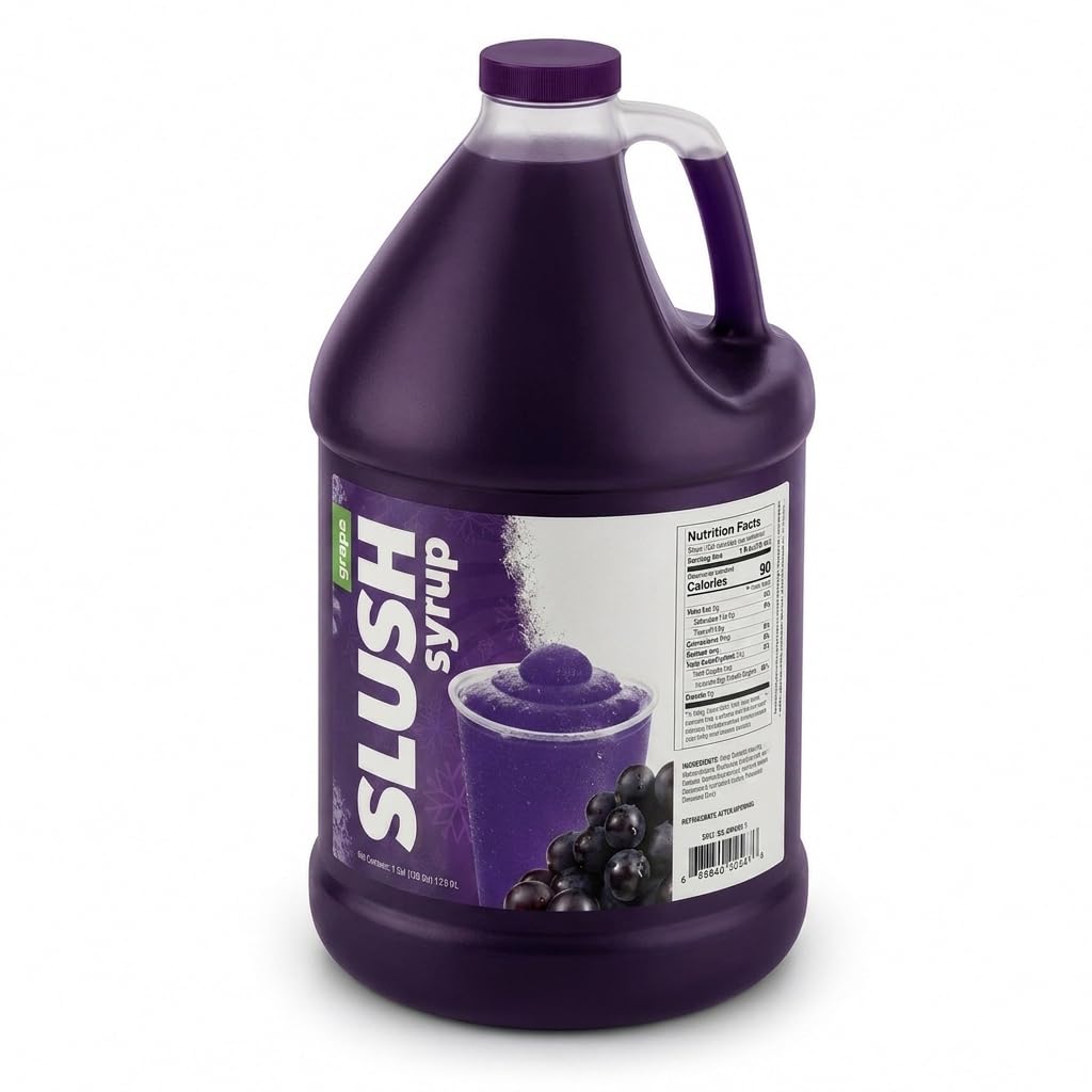 Slushy Mix Concentrate 1 Gallon – 5:1 Frozen Drink Syrup for Slushie, Granita & Snow Cone Machines – High Yield (48 Servings) – Gluten Free – Commercial Beverage Mix – Made in USA (Each, Grape)