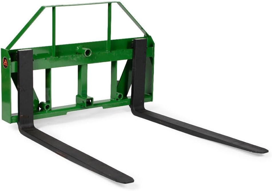 USA Made Pallet Fork Frame Attachment, 48" Fork Blades, Fits John Deere Global Euro Tractors, Rated 4,500 LB