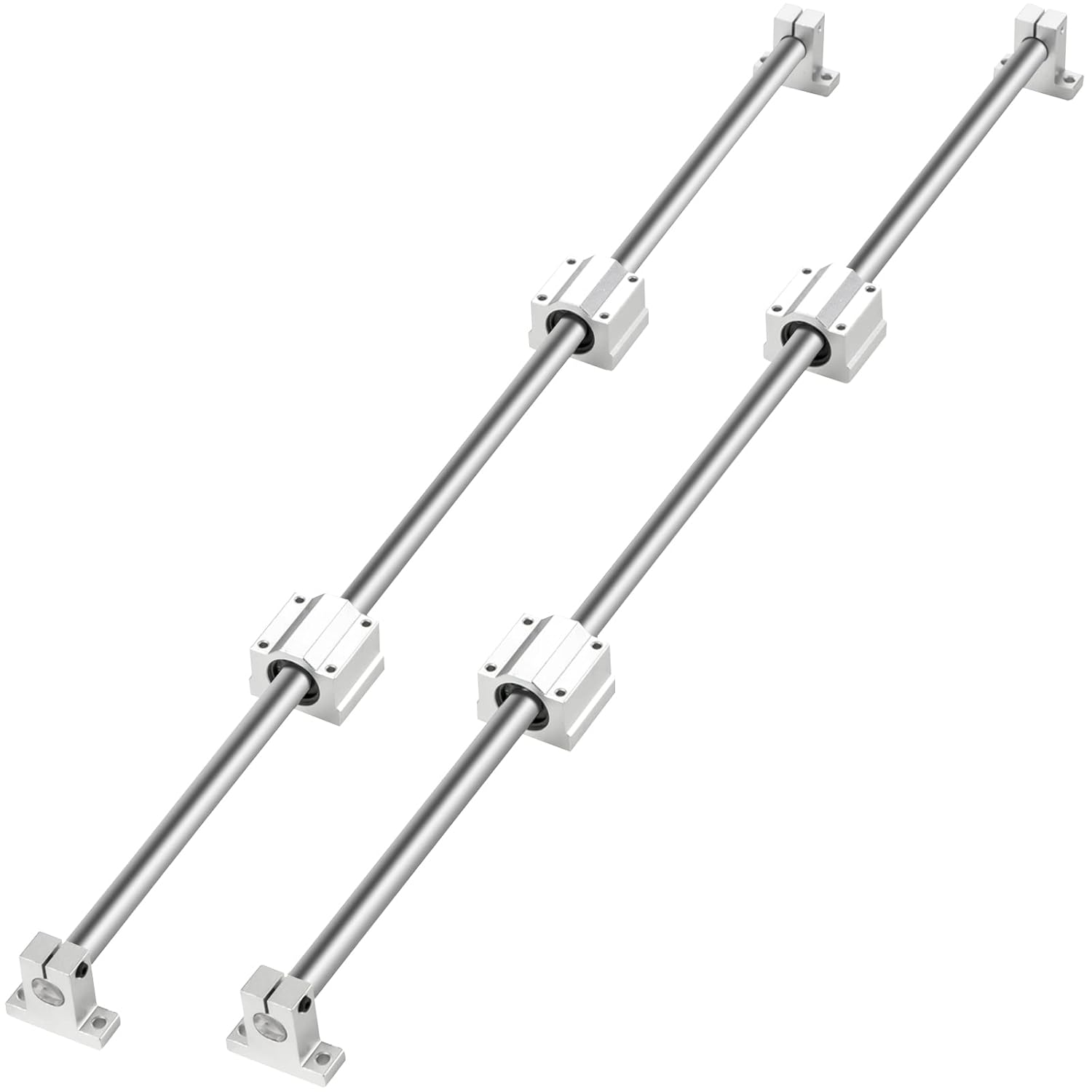 BestEquip Linear Rail Slide 2PCs 16mm x 1000mm Linear Bearing Slide Set with 4Pcs Block Bearings SC20UU+4Pcs Shaft Support Linear Shaft CNC Parts Kits for Electronic Equipment Guide Bar