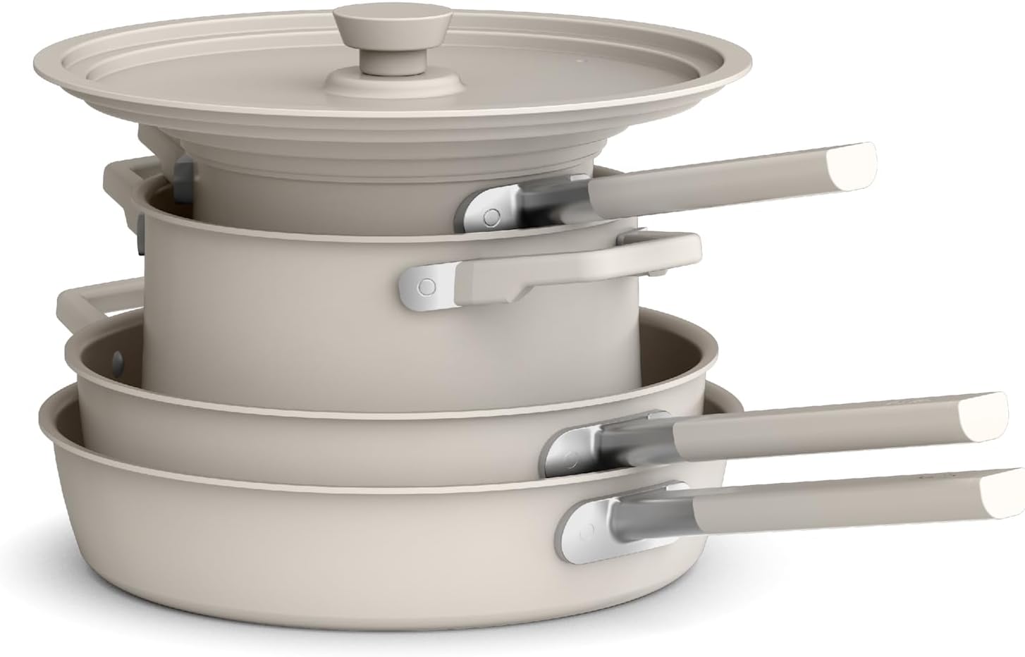 bella 9 Piece Ceramic Nonstick Cookware Set, Fits-anywhere™ Kitchenware w EverGood™ Coating, Dishwasher & Oven Safe, All Stovetops Compatible, Stackable Design, Cool Touch Handles, Oatmilk