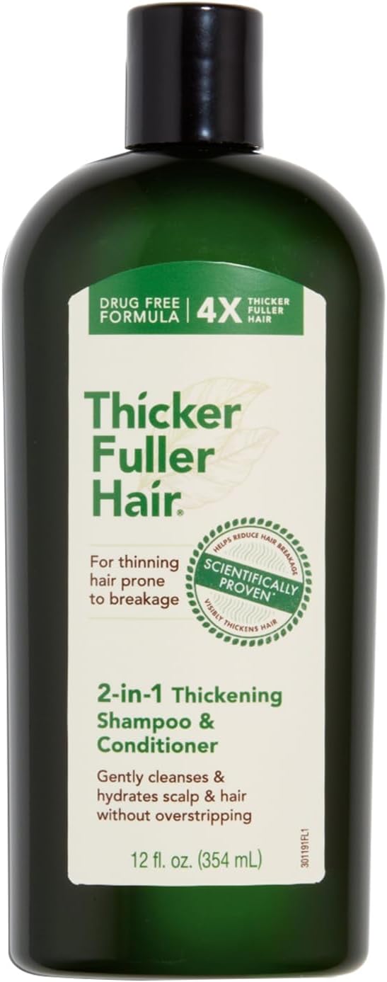 Thicker Fuller Hair 2-in-1 Thickening Shampoo and Conditioner for Men - Shampo for Thinning Hair - Hydrating Shampoo with Aloe Leaf Juice - 354 ml
