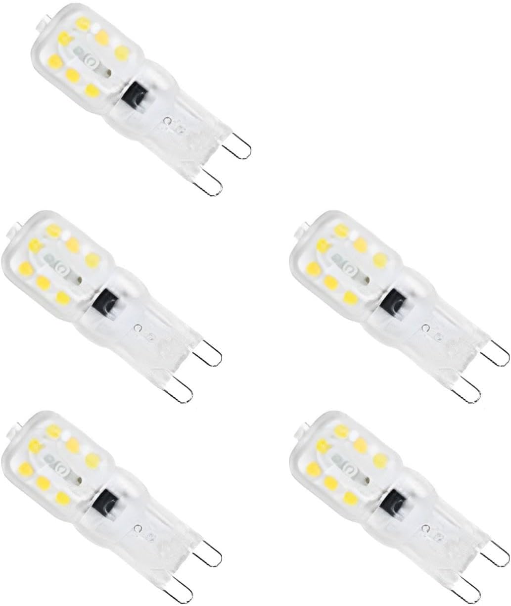 True Face 5 Pack G9 LED Dimmable Capsule Bulbs, 5W & 8W Energy Efficient Halogen Replacement, Warm White, 220-240V, 360° Beam, Flicker-Free, Long-Lasting Light Warm White 8WW
