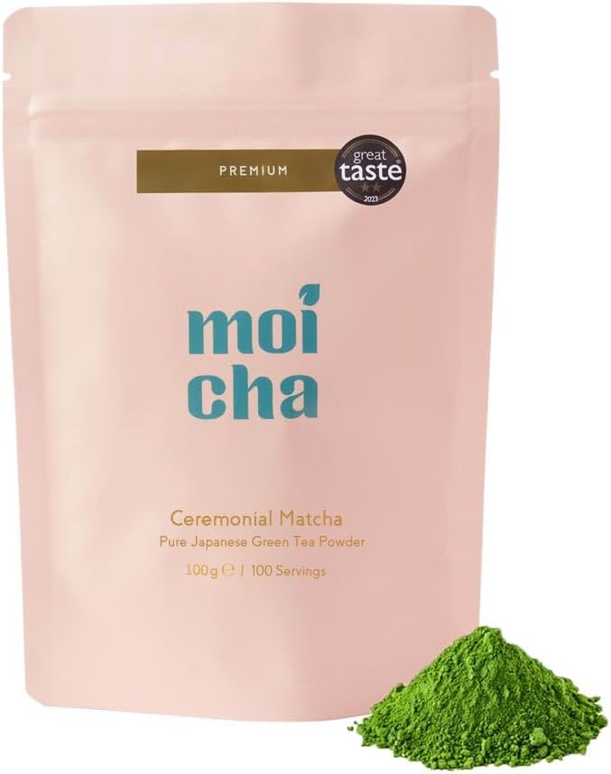 MOICHA Japanese Matcha Green Tea Powder, 100g | Premium Ceremonial Grade | Single origin from Uji Japan | Enjoy in Matcha Latte or as a Tea