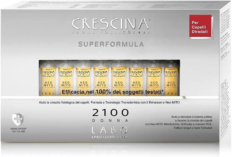 Crescina Transdermic SUPER FORMULA Follicular Islands Hair Regrowth Treatment 2100 Women 40 ampoules