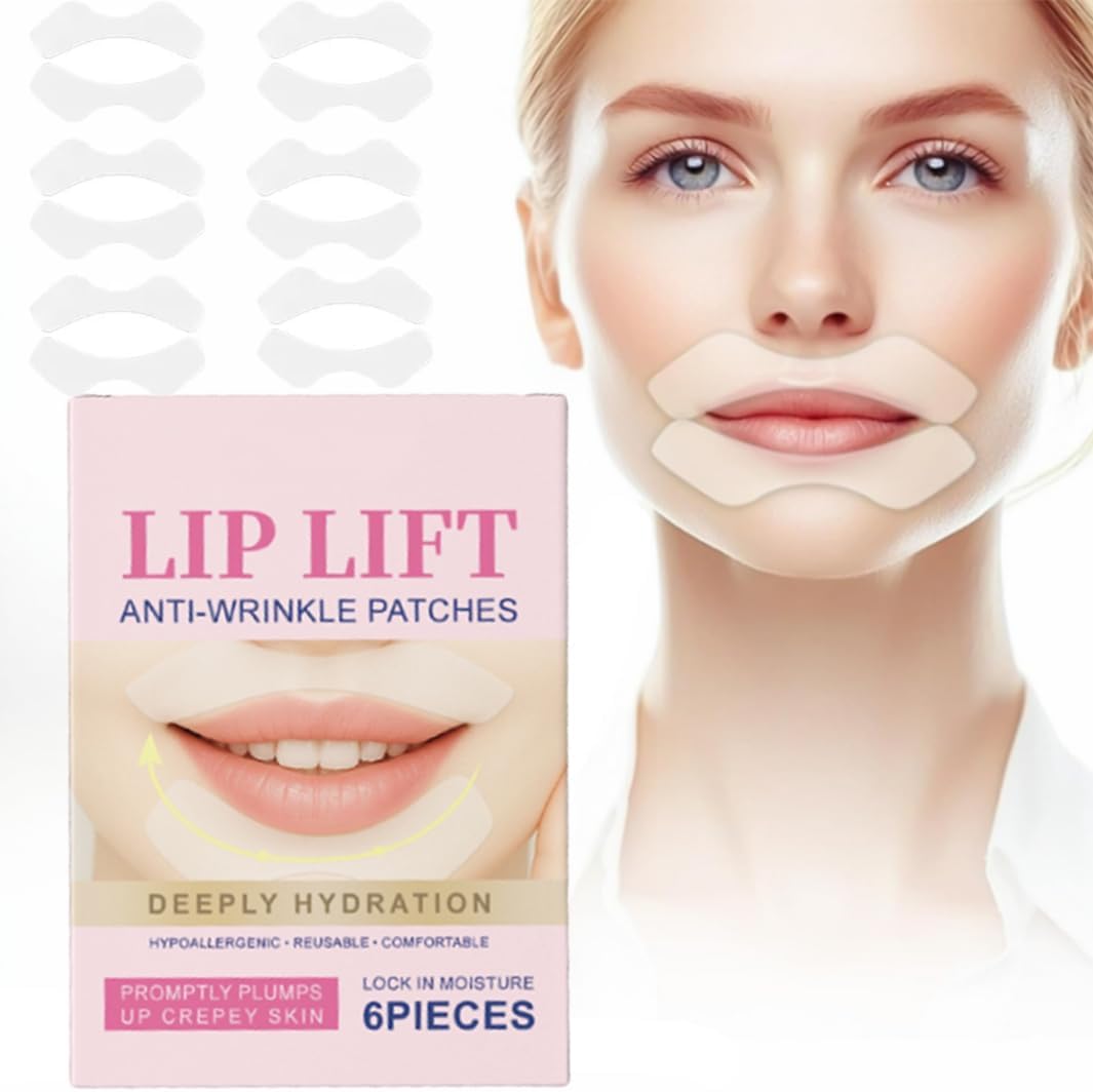 Wrinkle Patches,Face Tape for Wrinkles,Silicone Patches,6-Pack Silicone Lip Anti-Wrinkle Patches,Overnight Upper Lip & Smile Line Treatment,Reusable Hydrating Face Tape for Wrinkles
