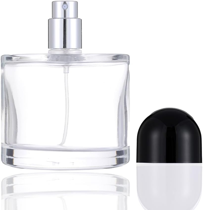 100ML/3.4OZ Refillable Cosmetic Spray Bottle, Empty Glass Perfume Bottle with Spray Atomizer (Black, 100ml)