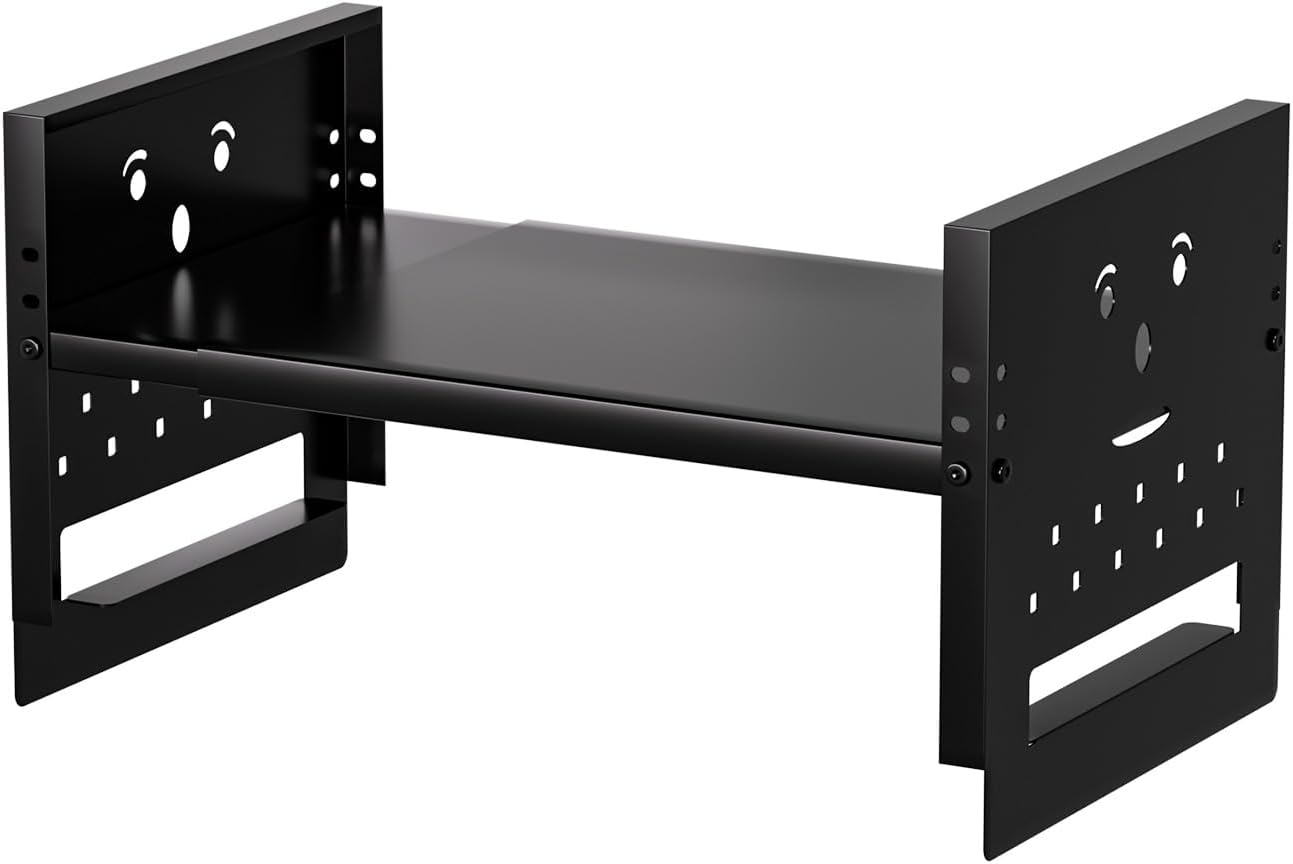 Adjustable Top Storage Shelf for Refrigerator or Washer, Dryer Countertop, Expandable Storage Shelves for Kitchen, Laundry Room and Dorm Room (Black)