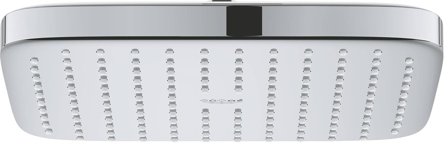 GROHE Vitalio Comfort 250 - Cube Shower Head with Relaxing Rain Spray (Anti-Limescale System, Min. Recommended Pressure 1.0 bar, Water Saving 9.5 l/min Flow Limiter), Size 25 x 25 cm, Chrome, 26695000