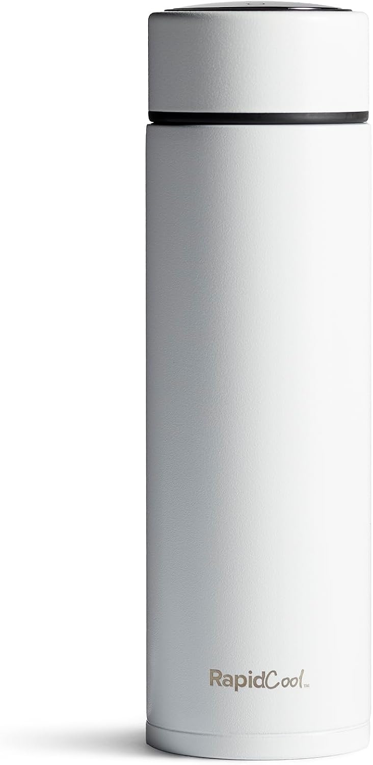 Nuby RapidCool Portable Baby Bottle Maker - Formula Feed in 2 Minutes | Ideal for Travel Bottles and Night Feeds | Includes Milk Powder Dispenser and Digital Lid | No Filter Needed (White)