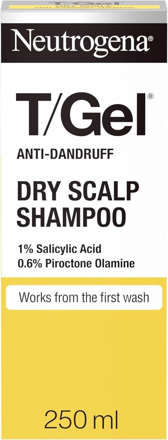 Neutrogena T/Gel Anti Dandruff Shampoo for Dry Hair (1x 250ml), Daily Anti-Dandruff Shampoo with Salicylic Acid to Help Repair Dry Damaged Hair and Fight Dandruff from First Wash