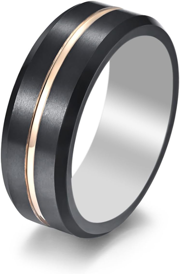 Waterproof Tungsten Steel NFC Forum Type 2 215 496 Bytes Chip Universal for Mobile Phone All-Round Sensing Technology Wearable Smart Ring(Black Gold Tungsten NFC ring-20mm)