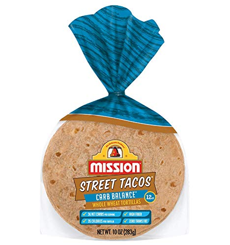 Mission Whole Wheat Carb Balance Street Tacos Tortillas, Keto, Mini Soft Taco Size, 12 Count - 8 Packs,12 Count (Pack of 8)