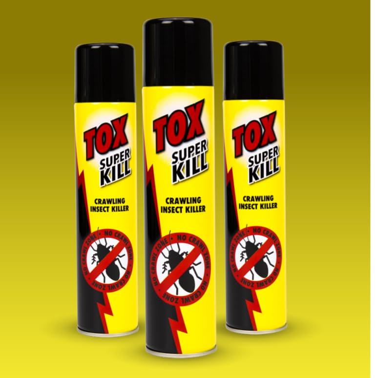 TOX Super Kill, Crawling Insect Killer, Fast Acting & Long Lasting Spray for Ants Cockroaches Spiders & more, Pack of 3 (3 x 300ml)
