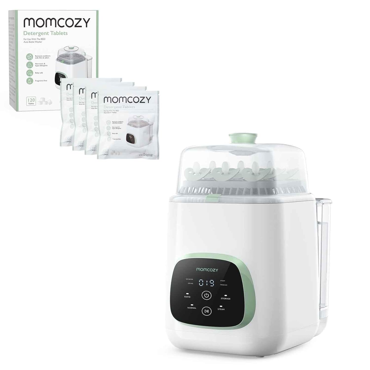 Momcozy KleanPal Pro Baby Bottle Washer & Momcozy Official Washing Block for Momcozy KleanPal Pro Baby Bottle Washer, 120 Tablets