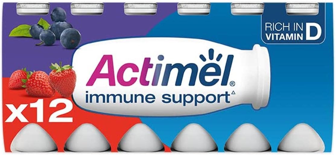 Actimel Strawberry and Blueberry Yoghurt Drink, 12x100g