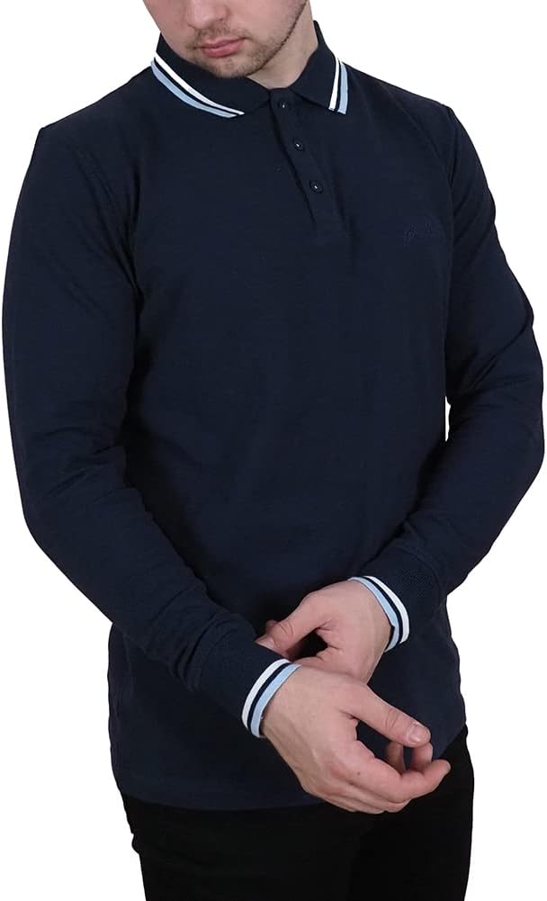 Enzo Moretti Mens Premium Polo Shirt 100% Cotton Long Sleeve Classic Fit
