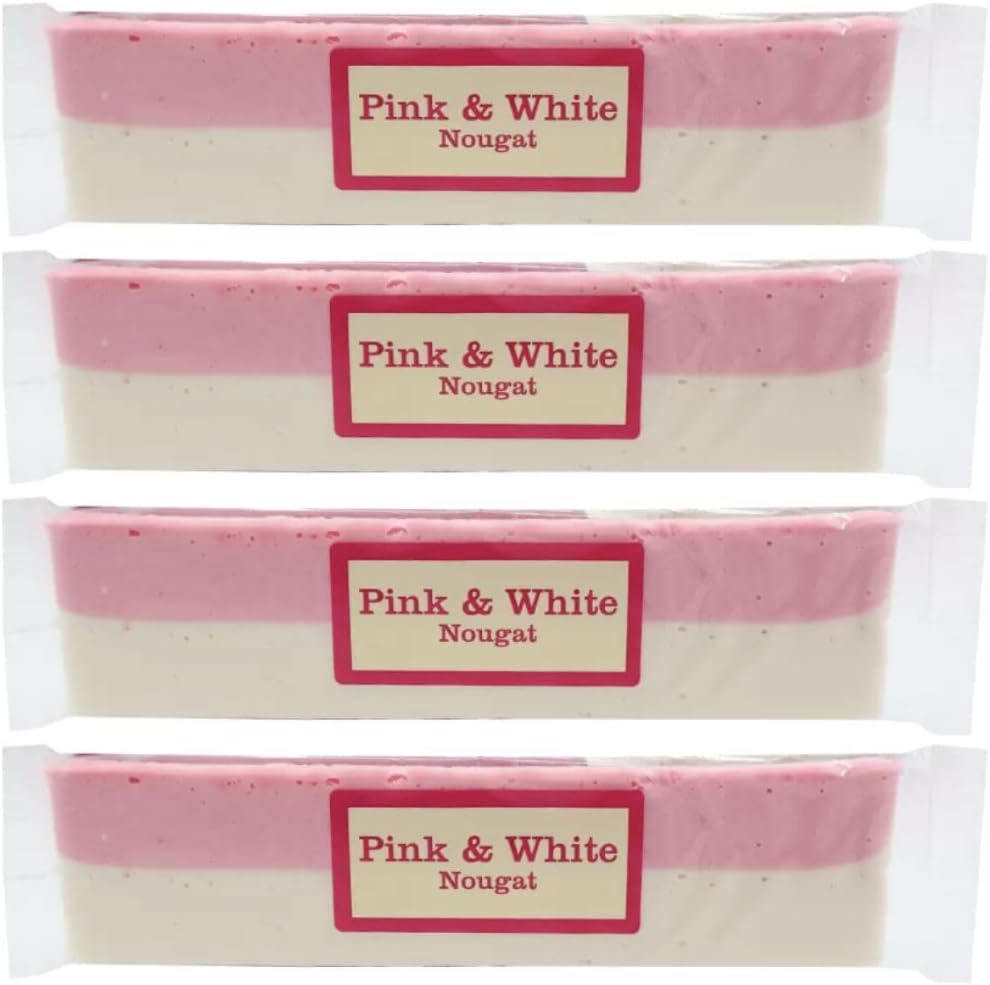 Pink and White Nougat Bars - Four bars of 130g each