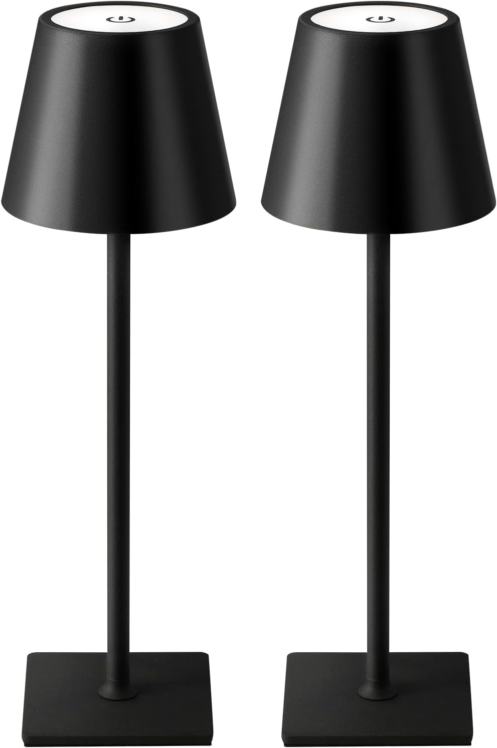 KDG 2 Pack Cordless Table Lamp,Portable LED Desk Lamp, 5000mAh Battery Operated, 3 Color Stepless Dimming Up, for Restaurant/Bedroom/Bars/Outdoor Party/Camping/Coffee Shop Night Light(Black)