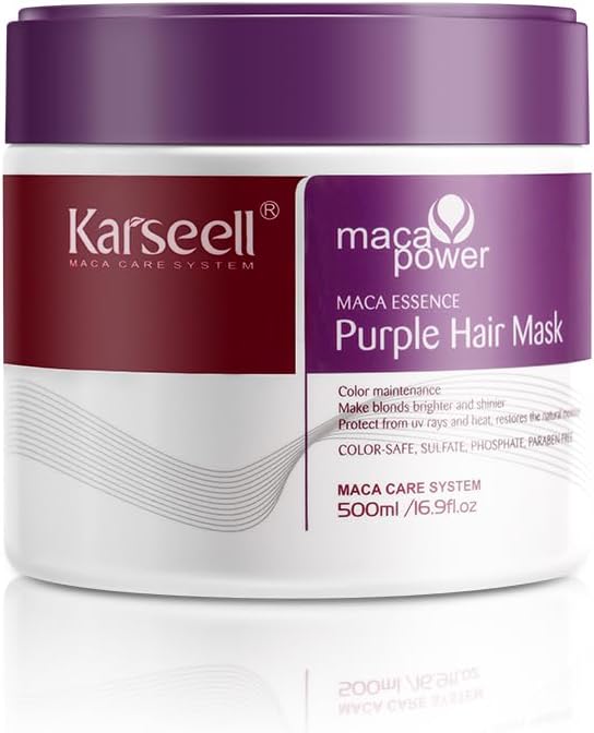 Karseell Purple Hair Mask 500ml Neutralizes Yellow Tones Deep Nourish Brighten Hair for Light Blonde, Platinum, White or Grey Hair