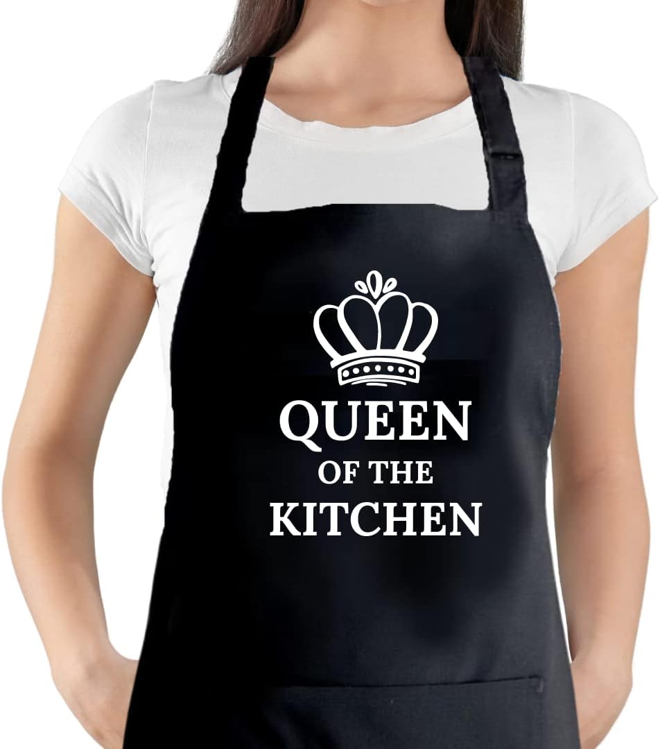 Second Ave Women's Queen of The Kitchen Black Apron Baking Cooking Kitchen Apron